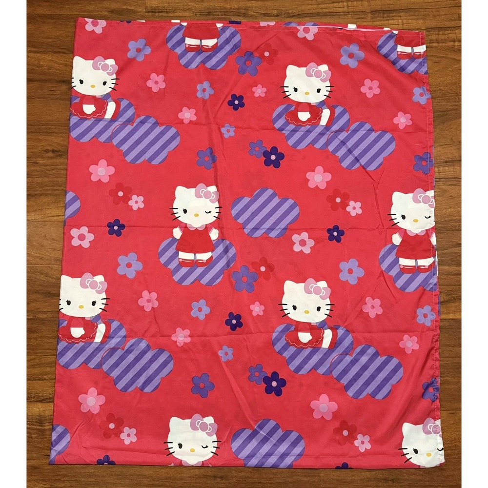 Hello Kitty Polyester Full Flat Sheet And 2 Pillowcases Sitting On Clouds Floral
